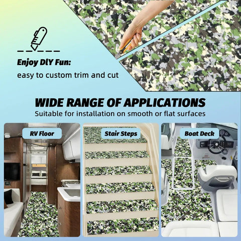 Image of Self-Adhesive EVA Foam Boat Flooring With Faux Teak Look Non Slip Marine Decking for RV floor, stairs, and boat deck.
