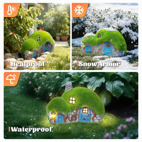 Chill Solar Garden Figurine Light Statue in various weather conditions: heatproof, snow armor, and waterproof, 7”L resin handmade.