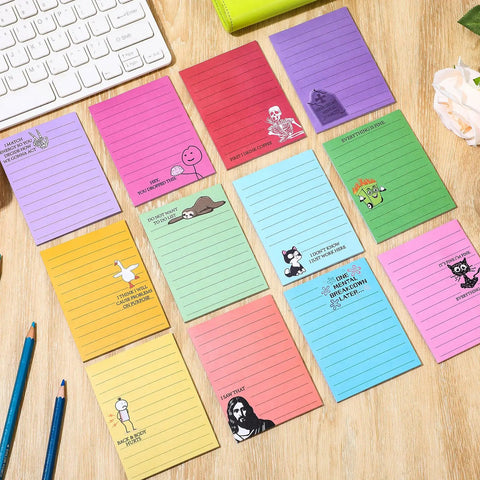 12 Pack Hilarious Funny Sticky Notes For Work 4x3 Inches Sarcastic Self Adhesive Notepads Quirky Multi Color Memo Pads Office Coworker Gift
