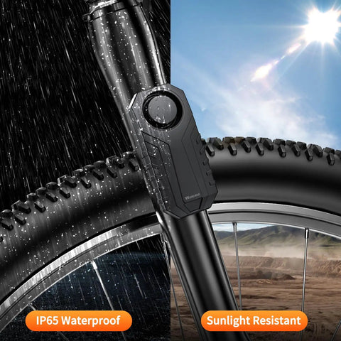 Wireless Bike Alarm With Remote Rechargeable 113dB Loud Anti Theft System IP65 Waterproof For E Bikes Motorcycles Scooters Outdoor Riding And Cycling Safety on bike fork