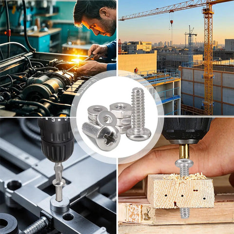 Ultimate 180-Piece Stainless Steel Bolt and Screw Combo Kit with #10 Phillips Round Head Screws in use on various projects