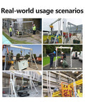 Heavy Duty Portable Gantry Crane 2200 Lb Capacity Foldable Aluminum Frame in various real-world lifting scenarios.