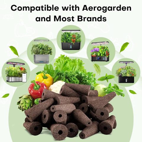 Hydroponics Pods Kit for Aerogarden and Most Brands, 52 Pack With 24 Grow Sponges, 24 Pod Labels, and 4 A and B Plant Food, Easy Indoor Herb Garden Starter for Fresh Herbs and Greens