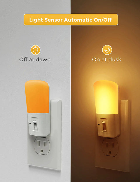 Amber Night Light With Dusk To Dawn Sensor Dimmable Plug In LED Night Light For Kids And Nursery Hallway Stairway And Bedroom