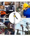 Manual lever chain hoist (come-along) with yellow housing, black handle, 1/4 ton capacity and steel chain.