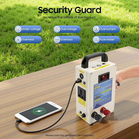 Massive 15600mAh Portable Emergency Power Bank with hand crank charging phone