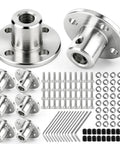 8 Pack 5mm Rigid Flange Couplings for Motor Shafts, DIY Model Building, Easy Install with Screws and Wrench Kit, Durable Steel Flange Shaft Connectors for Robotic Projects and Handmade Creations, steel couplings with screws, nuts, and hex keys