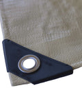 Heavy Duty Waterproof Tarp 20 Ft By 30 Ft 12 Mil Thick Tan Tarp With Reinforced Corners and Grommet Detail