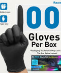 Puncture-Resistant Disposable Nitrile Gloves For Food-Grade Kitchen And Serving Use, Textured And Comfortable, Black X-Large