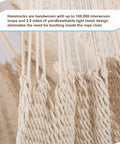 Close-up of soft-spun cotton rope detail on Caribbean Hammock Chair With 40-Inch Hardwood Spreader Bar And Soft-Spun Cotton Rope, Indoor Outdoor Chill Lounger For Patio Backyard Or Living Room, Supports Up To 300 Lbs, Natural.