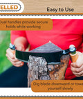 Heavy Duty Eight Inch Curved Draw Shave Tool Hog Out Logs And Peel Bark Fast Durable Carbon Steel Edge Smooth Planing Action in use