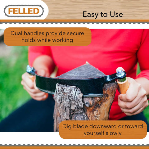 Heavy Duty Eight Inch Curved Draw Shave Tool Hog Out Logs And Peel Bark Fast Durable Carbon Steel Edge Smooth Planing Action in use