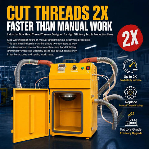 Pro Grade Thread Trimming Machine With Dual Heads Automatic Oil Feed Adjustable Airflow And Continuous Run For Garment Workshops