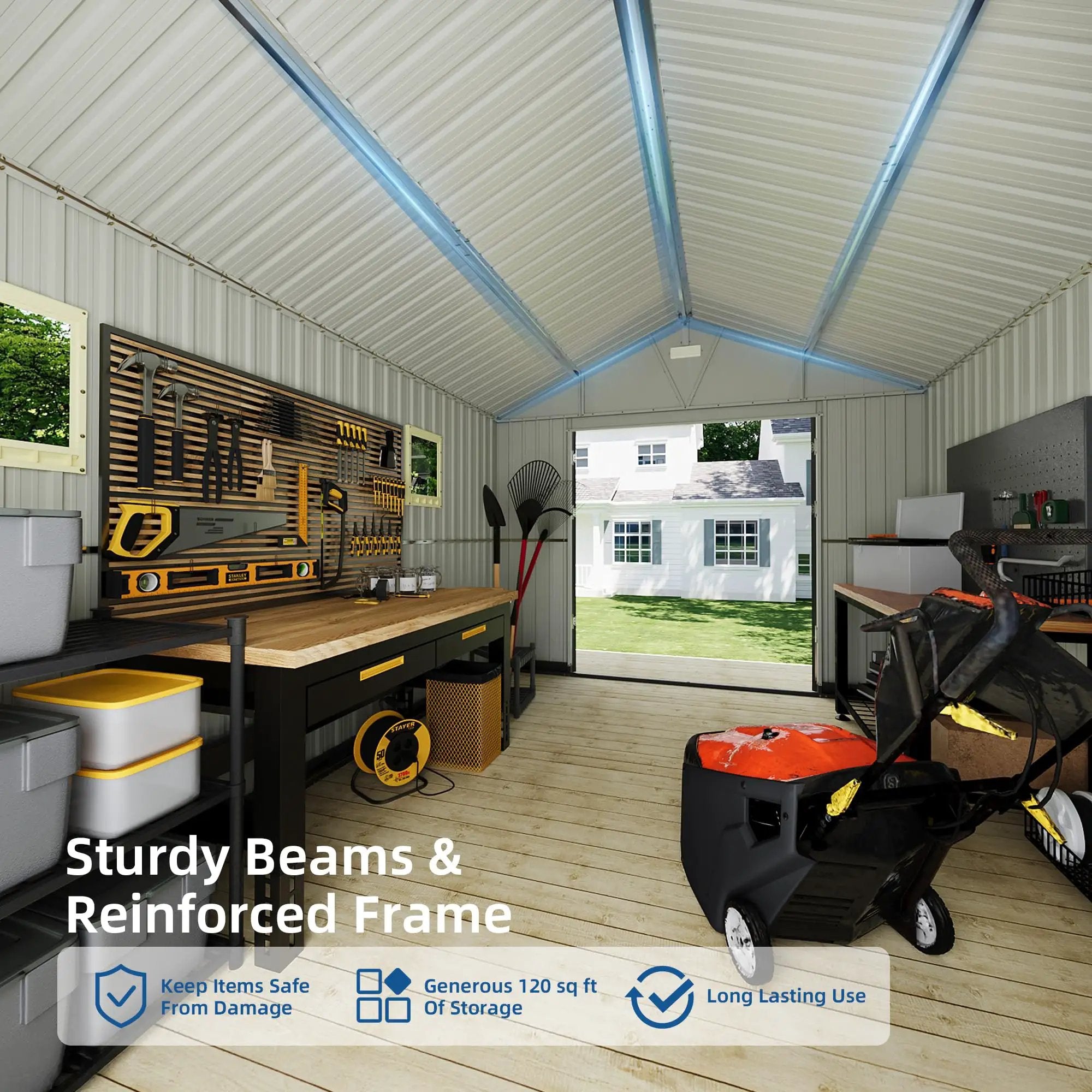 10x12 Ft Outdoor Shed With Lockable Doors ✓