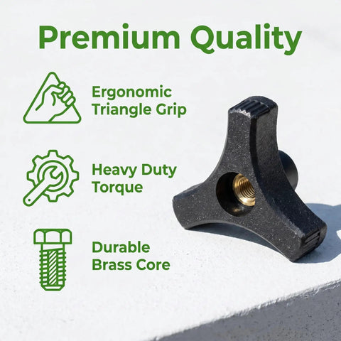 Five Sixteenth By Eighteen Three Prong Wing Nut Knob Black Plastic 2 Inch Diameter Brass Insert Five Pack premium quality