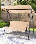 2 In 1 Convertible Porch Swing Bed With Adjustable Canopy And Removable Cushions Solid Metal Frame For Backyard