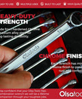 Hand holding Beefy Metric Wrench Set 15-Piece 8mm To 22mm, Unbreakable Chrome Vanadium Steel with Polycarbonate Handles
