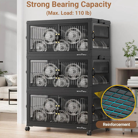 Legit Heavy Duty Stackable Storage Bins With Four Dual Access Doors And Three Secure Lids Foldable Plastic Organizers For Huge Closets And Garages Making Your Space Look Amazing with strong bearing capacity.
