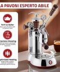 Esperto Abile 16 Cup Lever Espresso Machine With Chrome Finish And Rosewood Handles For Home Barista Vibes 54 Ounce