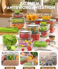 40 Piece Food Storage Containers With Lids Airtight Set, Must Have For Meal Prep And Kitchen Organization; filled with colorful fruits.