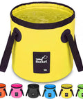 Foldable 3.2 Gallon Water Bucket With Handle For Car Wash Camping Fishing And Beach Use Lightweight Durable, yellow design