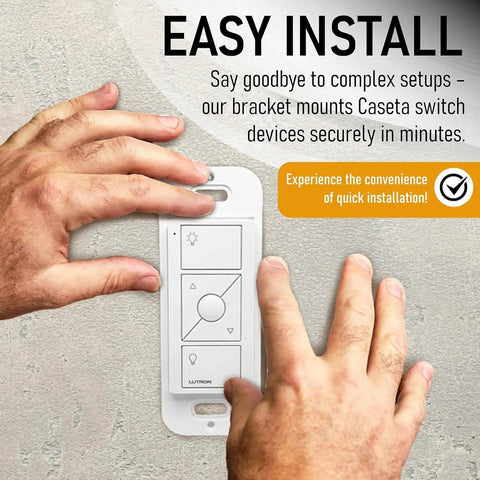 Wallplate Brackets For Lutron Caseta Pico Remote One Pack No Fuss Snap In Installation with hands installing on wall