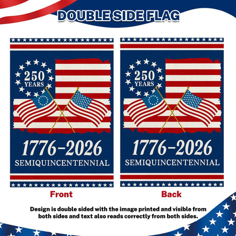 250th Anniversary USA Flag Garden Flag For Outside 1776 2026 Commemorative Patriotic Yard Sign With Stars And Stripes Design Double Sided Waterproof