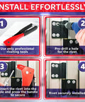 Installation guide for Heavy Duty Aluminum Long Rivets 3/16 X 1-1/2 Dome Head Blind Rivets With Long Grip 24 To 30 mm 25 Piece Set