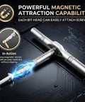 Get The Ultimate 24 In 1 Magnetic Ratchet Screwdriver Setup With S2 Steel Precision Bits For Bike, Phone And Furniture Fix-Its Plus Bonus Tweezers magnetic ratchet handle in use