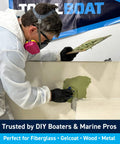 Marine Epoxy Fairing Compound Two Part Filler For Fiberglass Wood Aluminum And Steel Two Pint Kit application on boat hull