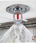 Heavy Duty Fire Sprinkler Heads Quick Response Activation At One Fifty Five Degrees Fahrenheit With One Half Inch Thread For Home And Commercial Buildings Tough As Nails Copper Crafted releasing water from ceiling.