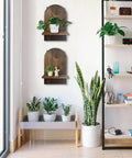 Set Of Two Boho Floating Wall Shelves For Cool Room Vibes And Rustic Display Space Featuring Dead Easy Mounting And Premium Solid Craftsmanship To Truly Level Up Your Decor Game with plants and decor.