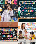 Science Bulletin Board Set For Classroom Decor 89 Pcs with Light Bulb Borders, science cutouts, and colorful lab theme.