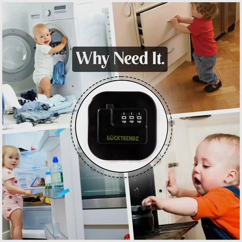 Heavy Duty Fridge Lock For Kids With Password Stainless Steel Child Safety Lock shown in use on various appliances