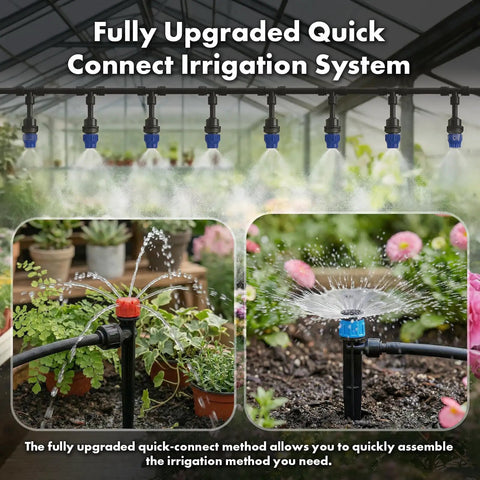 Plug And Play Drip Irrigation Kit With 230 Feet Of Quick Connect Tubing For Lawn Raised Bed And Greenhouse watering plants.