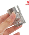 Hand holding a Garden Hose Inlet Strainer Filter G3/4 BSP For 3/4 Inch Pipe Fits 30mm Water Inlet, stainless steel mesh.