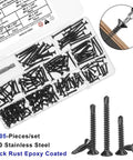 Heavy Duty Torx Drive Self-Tapping Screws for Metal With Flat Head 410 Stainless Steel Black Dacromet Coated TEK Screws Set