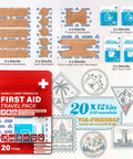 EVERLIT CARE Travel Bandage Pack red pouch; 20-item mini first aid kit with bandages, antiseptic wipes and prep pads