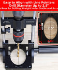 Portable Drill Guide With Angle Stops From -60 To 60 Degrees, Adjustable Drill Press Jig And 1/2 Inch Self Locking Chuck, Lets You Drill Straight Or Angled Holes With Precision And Confidence, Ideal For DIY Projects, showing drill chuck and adjustable base.