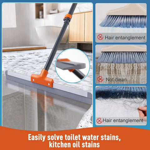 Rubber Floor Squeegee Heavy Duty With Extendable Handle For Concrete, Tile And Metal Floors, Garage And Shower Water Removal