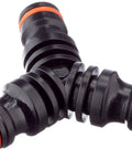 Three Way Quick Diverter Hose Fittings For Garden Water Lines That Split And Redirect Flow To Two Points, Easy Snap On Ends