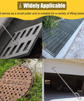 Heavy Duty Steel Manhole Hook With Ergonomic Grip No Sweat Lift For Opening Septic Tank Riser And Storm Drain Cover Fast On Any Worksite Daily Safely in use lifting various drain covers.