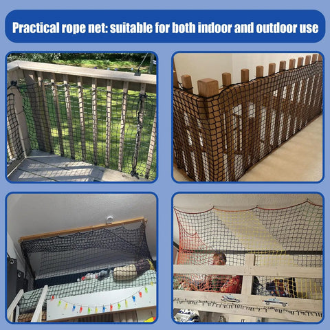 Practical use of Durable Knotless Polyester Safety Net for Kids and Pets on balconies, stairs, and play areas