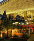 Solar Icicle String Lights 36 Ft 264 LEDs Waterproof Weatherproof Extendable Curtain Lights No Fuss Easy Setup Warm White