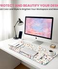 Ultra Large Desk Pad For Desktop 31.5 Inch By 11.8 Inch Extended Mouse Pad With Anti Slip Surface Featuring Wildflowers Design on desk
