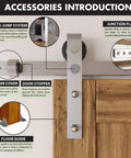 Brushed Nickel Non-Bypass Sliding Barn Door Hardware Kit For Double Doors, 10ft Long Flat Track, Classic Roller Design, Heavy Duty Interior Use Only, Doors Not Included accessories introduction