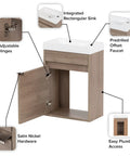 Kambree 15.75 Inch Floating Bathroom Vanity With White Sink Top One Door Cabinet Forest Elm Finish Open Under Sink Storage Detailed Design