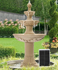 Solar Water Fountain Outdoor Garden Decor Three Tier Cascading Bubbler Waterfall With Pump for Patio and Backyard