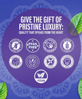 Infographic with product benefits for Mini Disposable Travel Toothbrush With Pre Pasted Toothpaste And Built In Toothpick, including vegan and fluoride-free.
