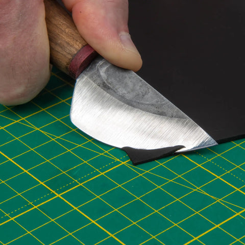 Round Leather Knife For Cutting, Trimming, Skiving And Shaping Pro Grade High Carbon Steel Blade With Comfortable Wooden Handle